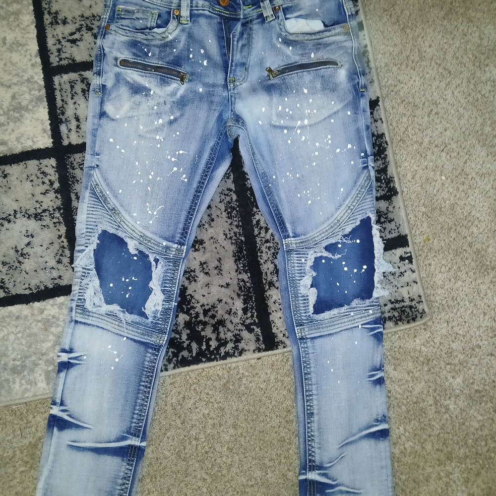 Trendy Distressed Blue Men's Skinny Jeans